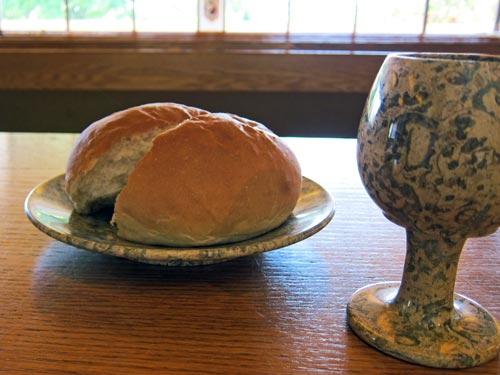 Kelli's new chalice and plate for communion
